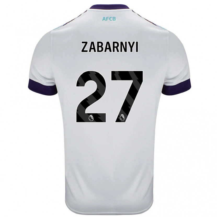 Danxen Donna Maglia Ilya Zabarnyi #27 Bianco Verde Viola Kit Gara Away 2024/25 Maglietta