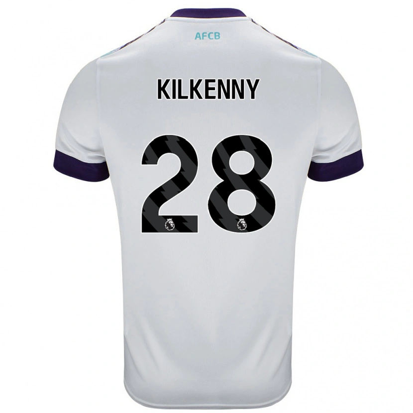 Danxen Donna Maglia Gavin Kilkenny #28 Bianco Verde Viola Kit Gara Away 2024/25 Maglietta