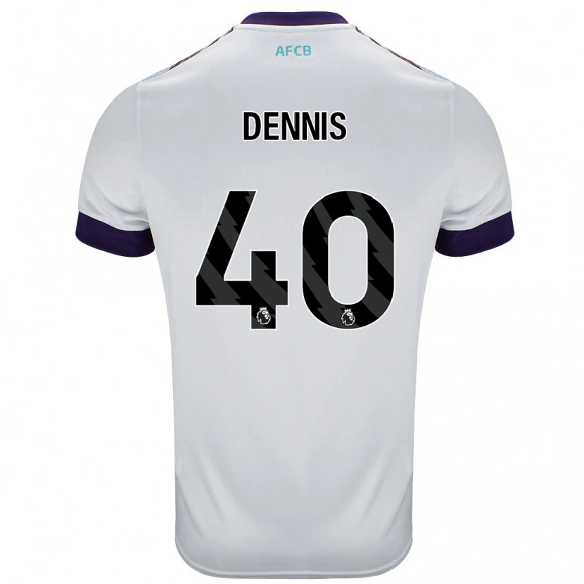 Danxen Donna Maglia Will Dennis #40 Bianco Verde Viola Kit Gara Away 2024/25 Maglietta