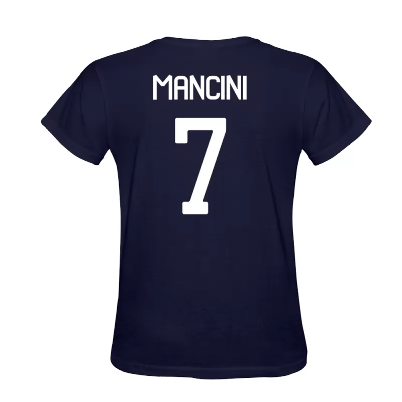 Uomo Daniel Mancini #7 Blu Scuro Calcio Design T-shirt Camicia