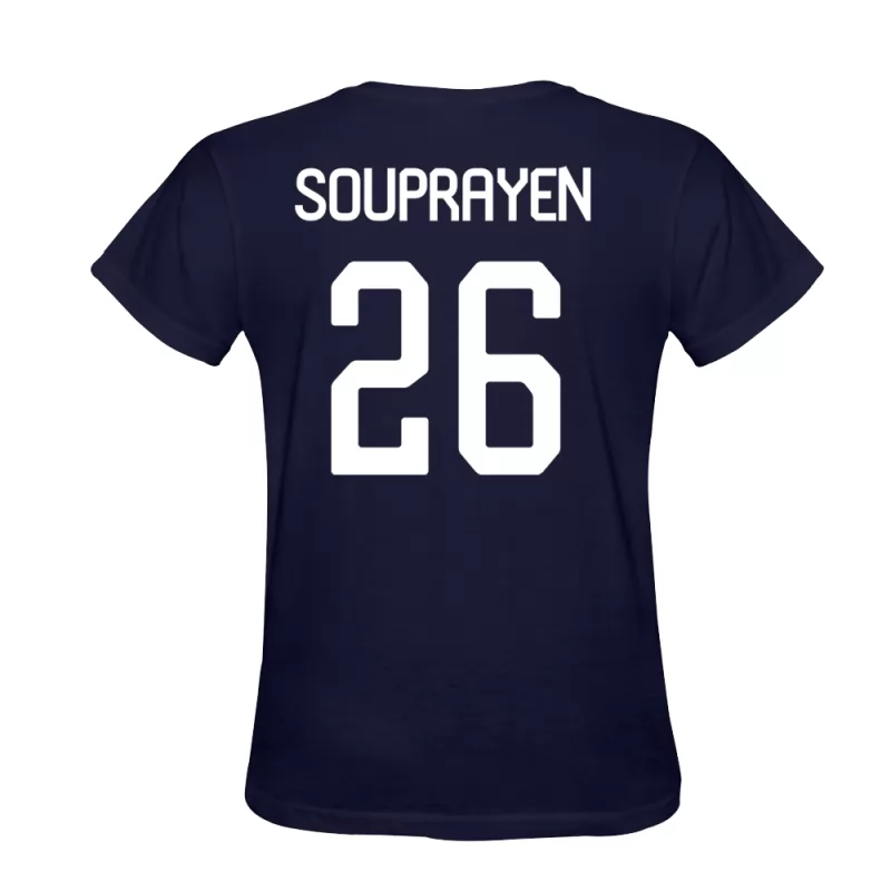 Uomo Samuel Souprayen #26 Blu Scuro Calcio Design T-shirt Camicia
