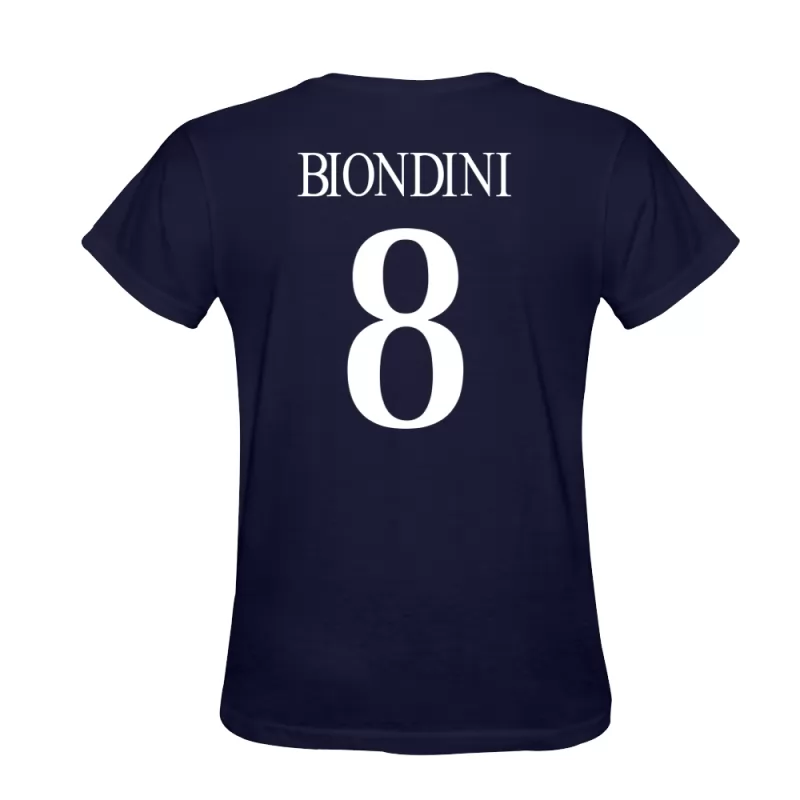 Uomo Davide Biondini #8 Blu Scuro Calcio Design T-shirt Camicia