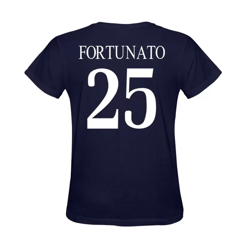 Uomo Jacopo Fortunato #25 Blu Scuro Calcio Design T-shirt Camicia