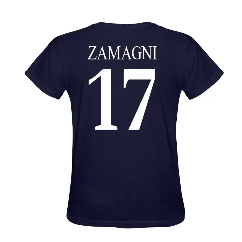 Uomo Andrea Zamagni #17 Blu Scuro Calcio Design T-shirt Camicia