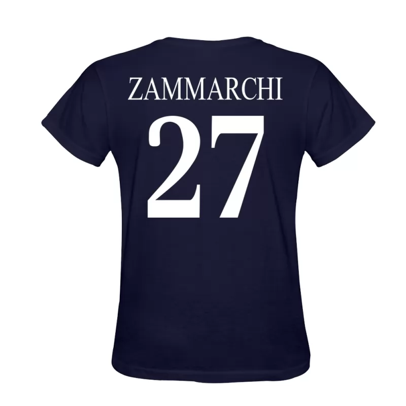 Uomo Andrea Zammarchi #27 Blu Scuro Calcio Design T-shirt Camicia