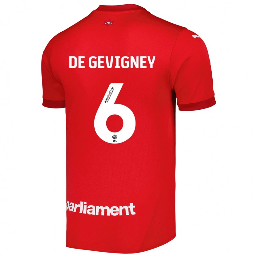 Danxen Bambino Maglia Maël De Gevigney #6 Rosso Kit Gara Home 2024/25 Maglietta