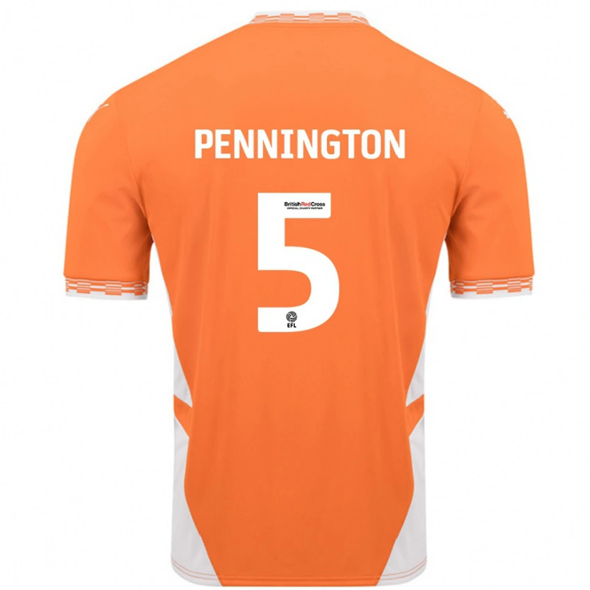 Danxen Bambino Maglia Matthew Pennington #5 Arancione Bianco Kit Gara Home 2024/25 Maglietta