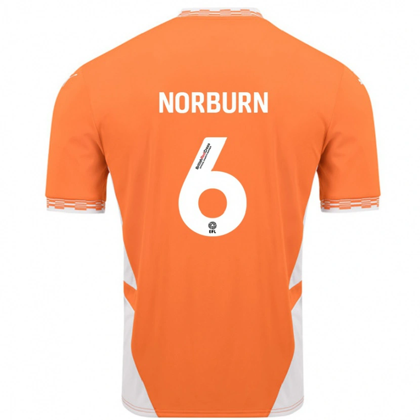 Danxen Bambino Maglia Oliver Norburn #6 Arancione Bianco Kit Gara Home 2024/25 Maglietta