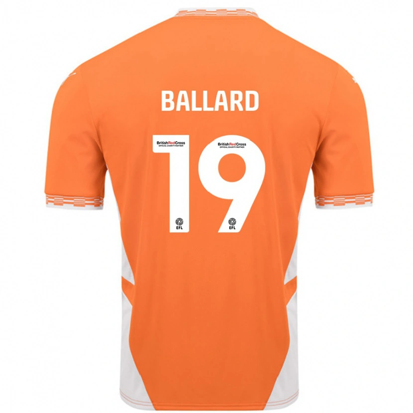 Danxen Bambino Maglia Dom Ballard #19 Arancione Bianco Kit Gara Home 2024/25 Maglietta