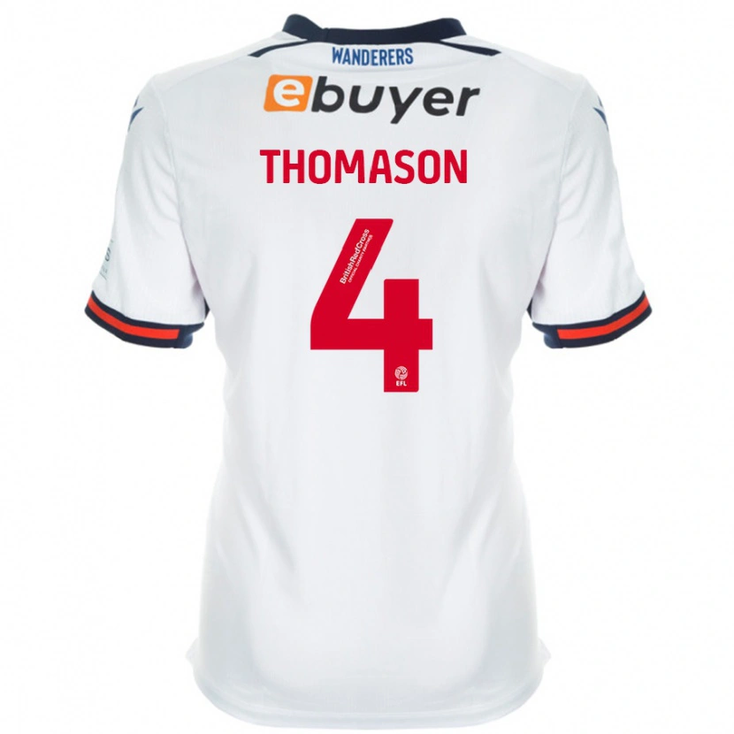 Danxen Bambino Maglia George Thomason #4 Bianco Kit Gara Home 2024/25 Maglietta