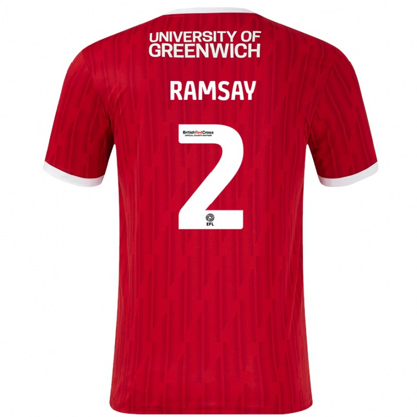 Danxen Bambino Maglia Kayne Ramsay #2 Rosso Bianco Kit Gara Home 2024/25 Maglietta