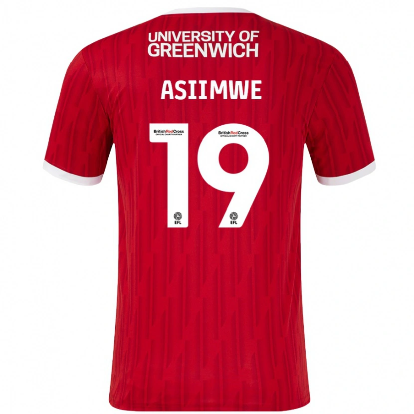 Danxen Bambino Maglia Nathan Asiimwe #19 Rosso Bianco Kit Gara Home 2024/25 Maglietta