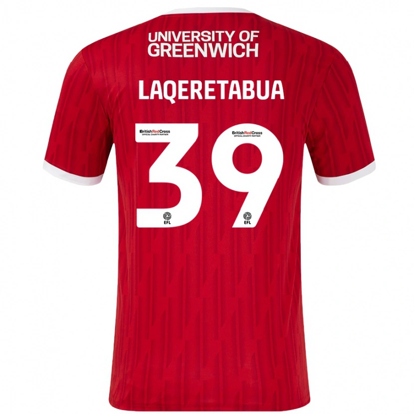 Danxen Bambino Maglia Josh Laqeretabua #39 Rosso Bianco Kit Gara Home 2024/25 Maglietta