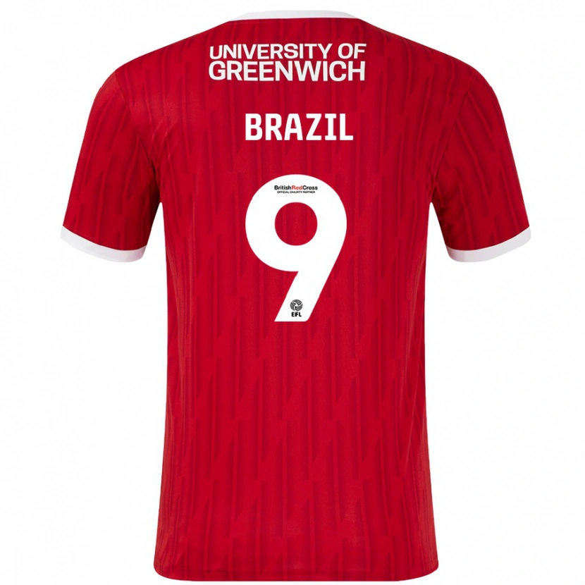 Danxen Bambino Maglia Ellie Brazil #9 Rosso Bianco Kit Gara Home 2024/25 Maglietta