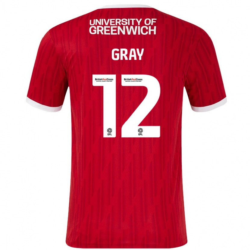 Danxen Bambino Maglia Jessica Gray #12 Rosso Bianco Kit Gara Home 2024/25 Maglietta