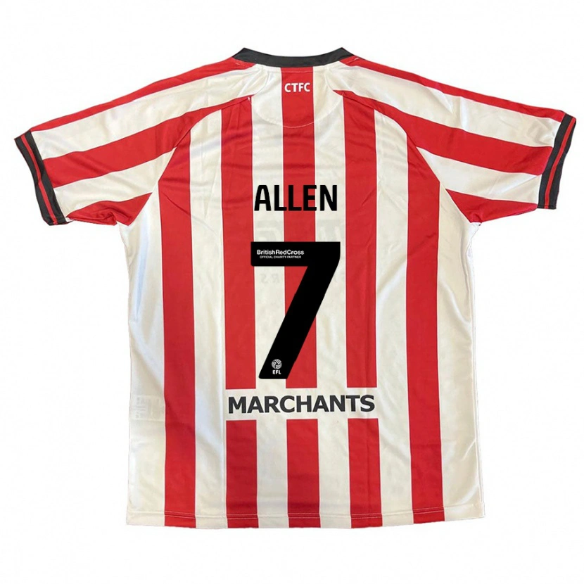Danxen Bambino Maglia Emily Allen #7 Rosso Bianco Kit Gara Home 2024/25 Maglietta