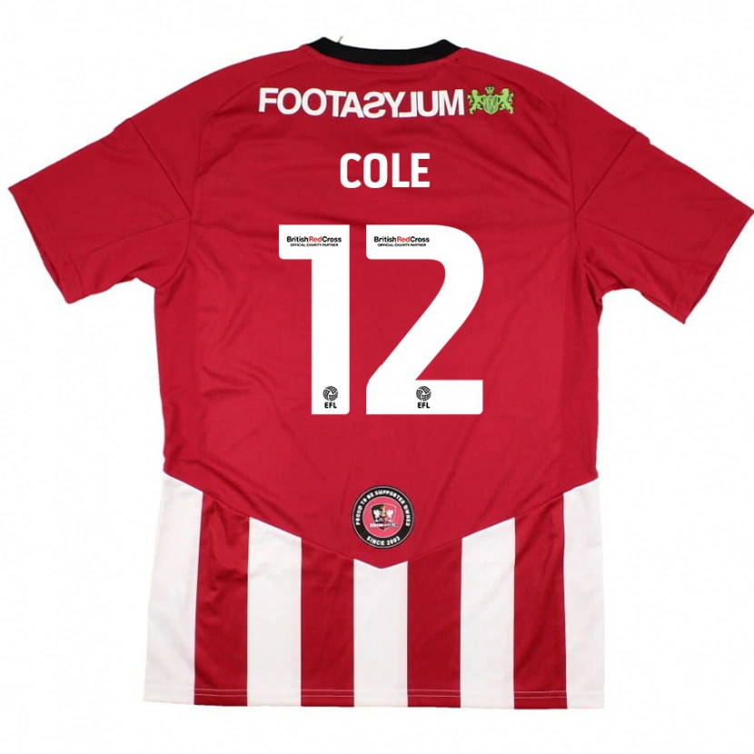Danxen Bambino Maglia Reece Cole #12 Rosso Bianco Kit Gara Home 2024/25 Maglietta