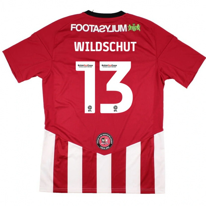 Danxen Bambino Maglia Yanic Wildschut #13 Rosso Bianco Kit Gara Home 2024/25 Maglietta