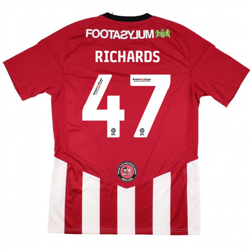Danxen Bambino Maglia Jake Richards #47 Rosso Bianco Kit Gara Home 2024/25 Maglietta