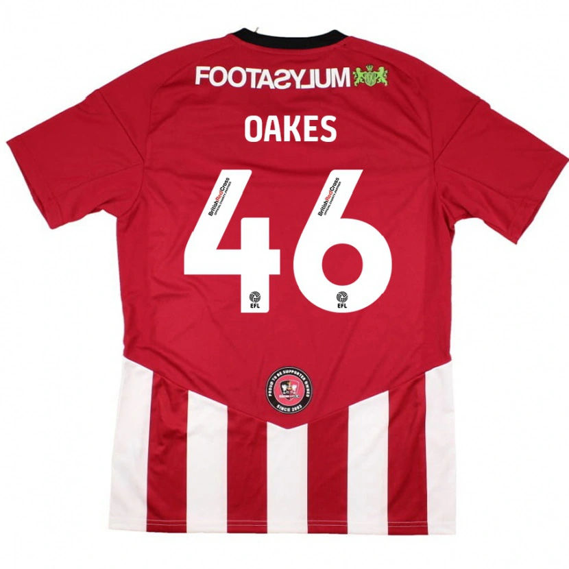 Danxen Bambino Maglia Liam Oakes #46 Rosso Bianco Kit Gara Home 2024/25 Maglietta