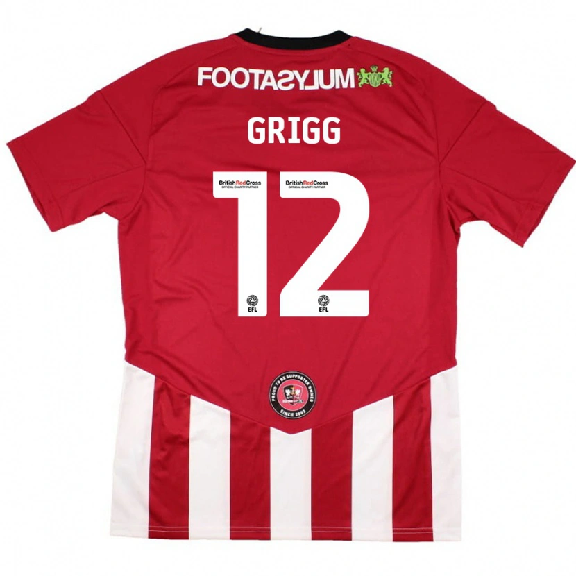 Danxen Bambino Maglia Katie Grigg #12 Rosso Bianco Kit Gara Home 2024/25 Maglietta