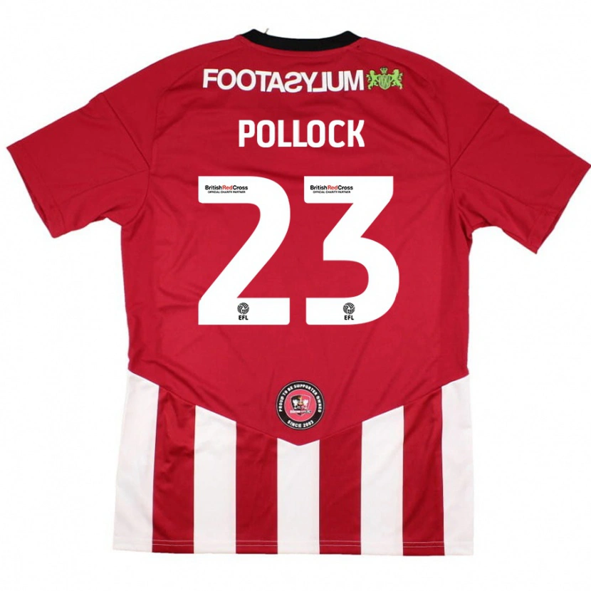 Danxen Bambino Maglia Amber Pollock #23 Rosso Bianco Kit Gara Home 2024/25 Maglietta