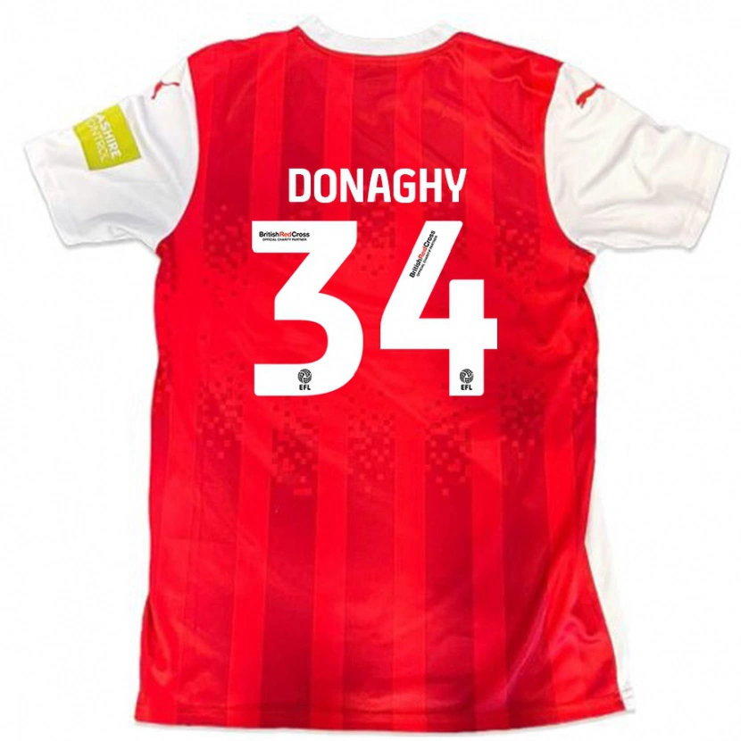 Danxen Bambino Maglia Tom Donaghy #34 Rosso Bianco Kit Gara Home 2024/25 Maglietta