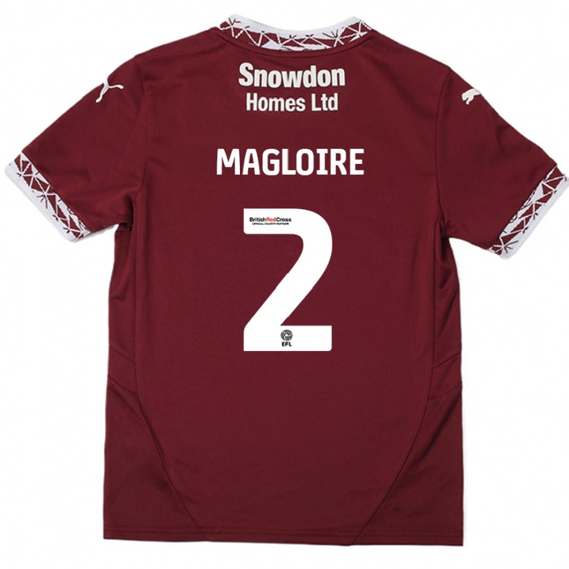 Danxen Bambino Maglia Tyler Magloire #2 Borgogna Kit Gara Home 2024/25 Maglietta