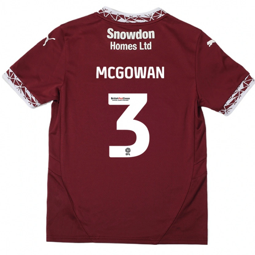 Danxen Bambino Maglia Aaron Mcgowan #3 Borgogna Kit Gara Home 2024/25 Maglietta