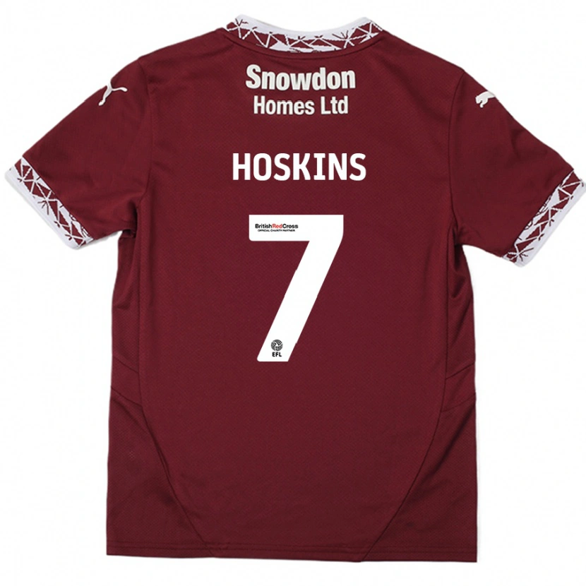 Danxen Bambino Maglia Sam Hoskins #7 Borgogna Kit Gara Home 2024/25 Maglietta