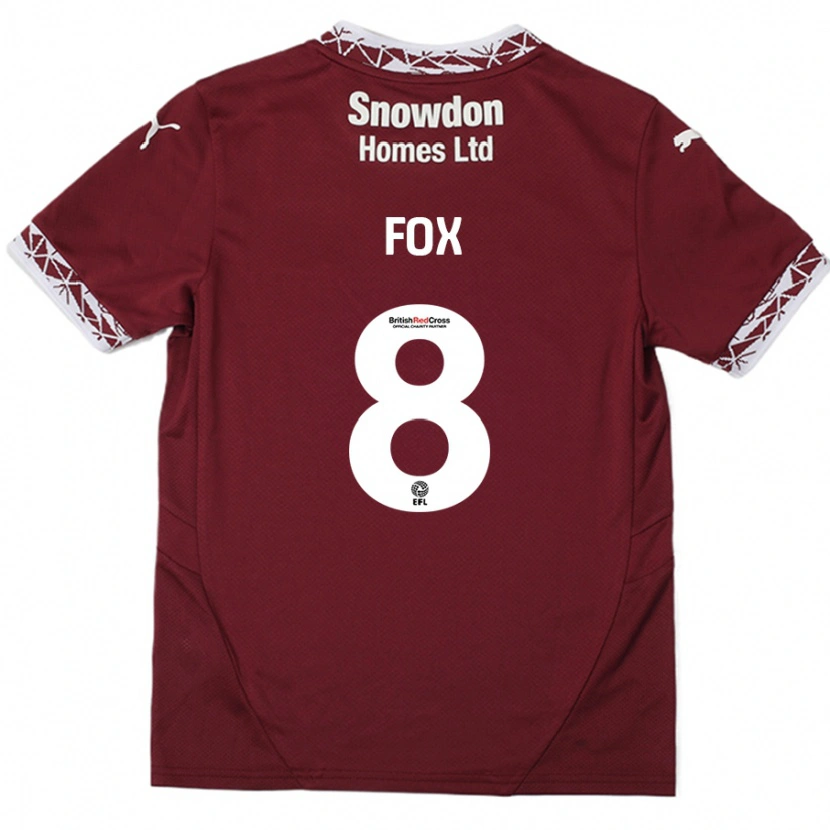 Danxen Bambino Maglia Ben Fox #8 Borgogna Kit Gara Home 2024/25 Maglietta