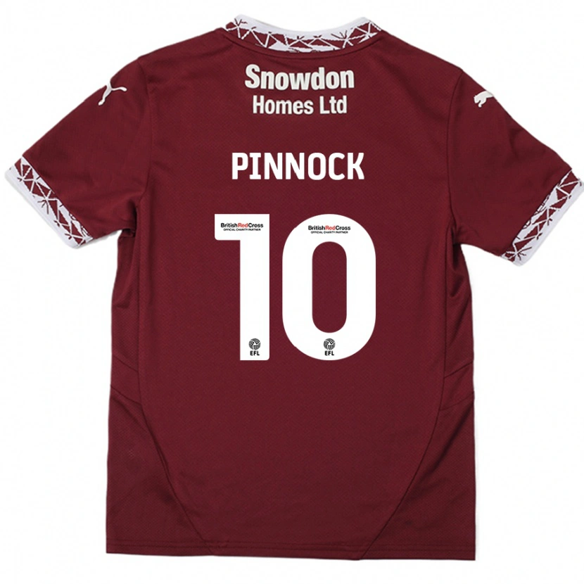 Danxen Bambino Maglia Mitch Pinnock #10 Borgogna Kit Gara Home 2024/25 Maglietta