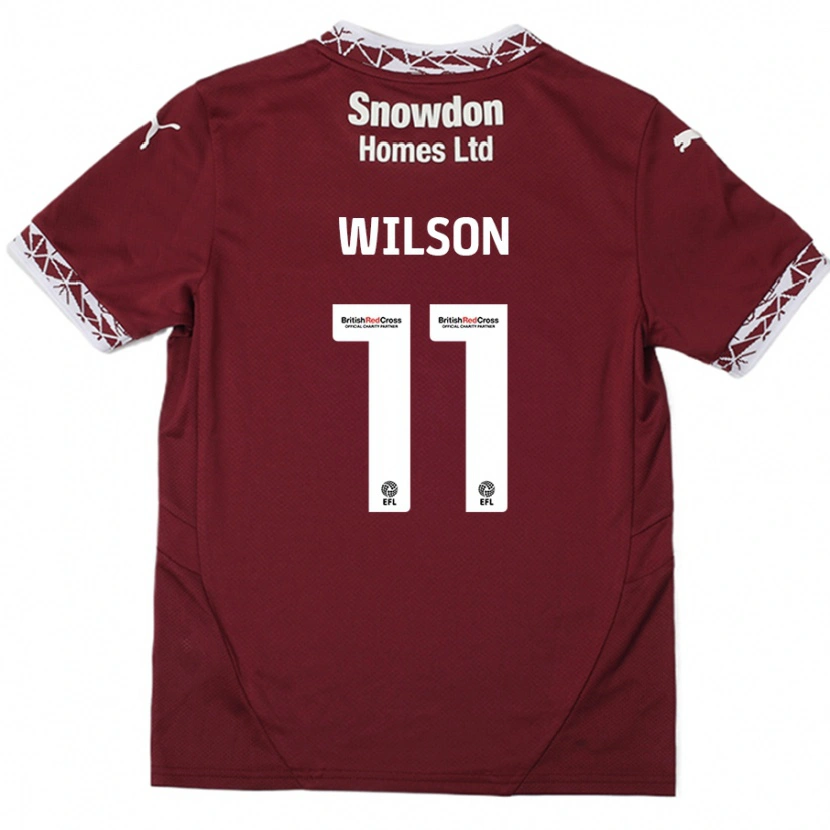 Danxen Bambino Maglia James Wilson #11 Borgogna Kit Gara Home 2024/25 Maglietta