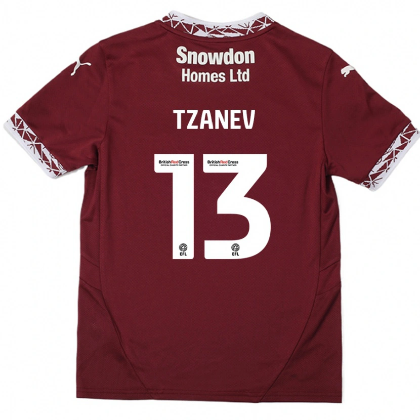 Danxen Bambino Maglia Nik Tzanev #13 Borgogna Kit Gara Home 2024/25 Maglietta