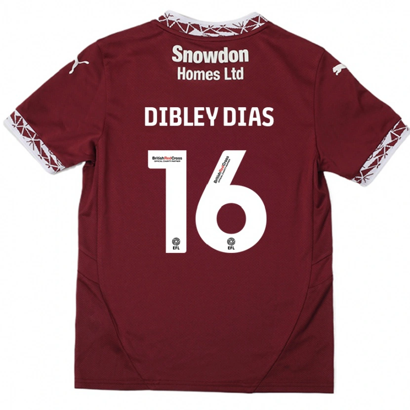 Danxen Bambino Maglia Matt Dibley-Dias #16 Borgogna Kit Gara Home 2024/25 Maglietta