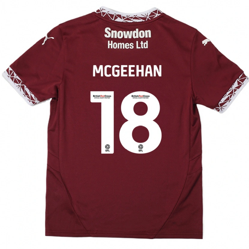 Danxen Bambino Maglia Cameron Mcgeehan #18 Borgogna Kit Gara Home 2024/25 Maglietta