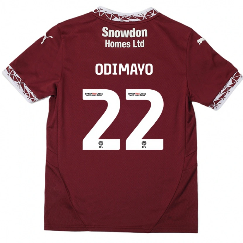 Danxen Bambino Maglia Akin Odimayo #22 Borgogna Kit Gara Home 2024/25 Maglietta