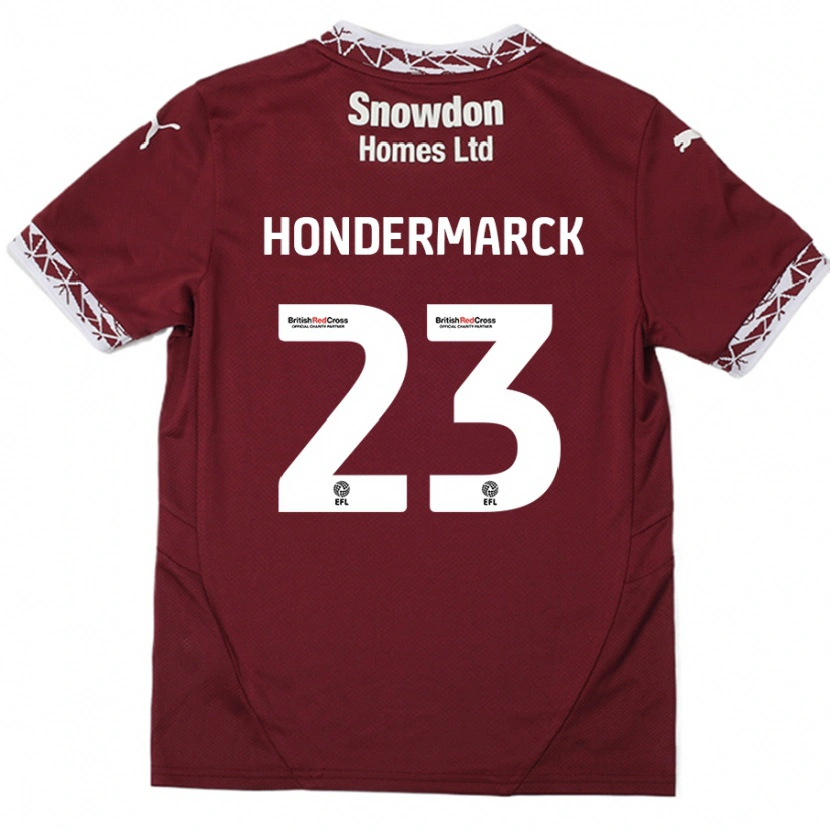 Danxen Bambino Maglia William Hondermarck #23 Borgogna Kit Gara Home 2024/25 Maglietta