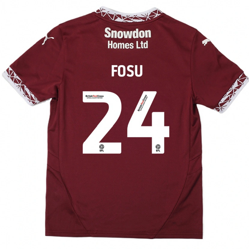 Danxen Bambino Maglia Tariqe Fosu #24 Borgogna Kit Gara Home 2024/25 Maglietta
