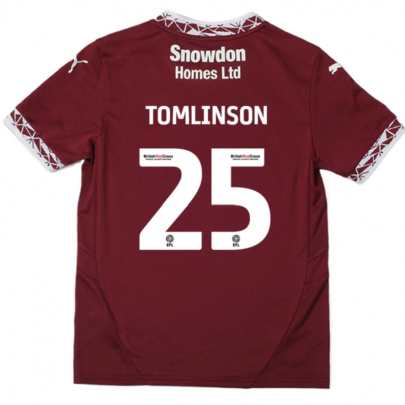 Danxen Bambino Maglia Josh Tomlinson #25 Borgogna Kit Gara Home 2024/25 Maglietta