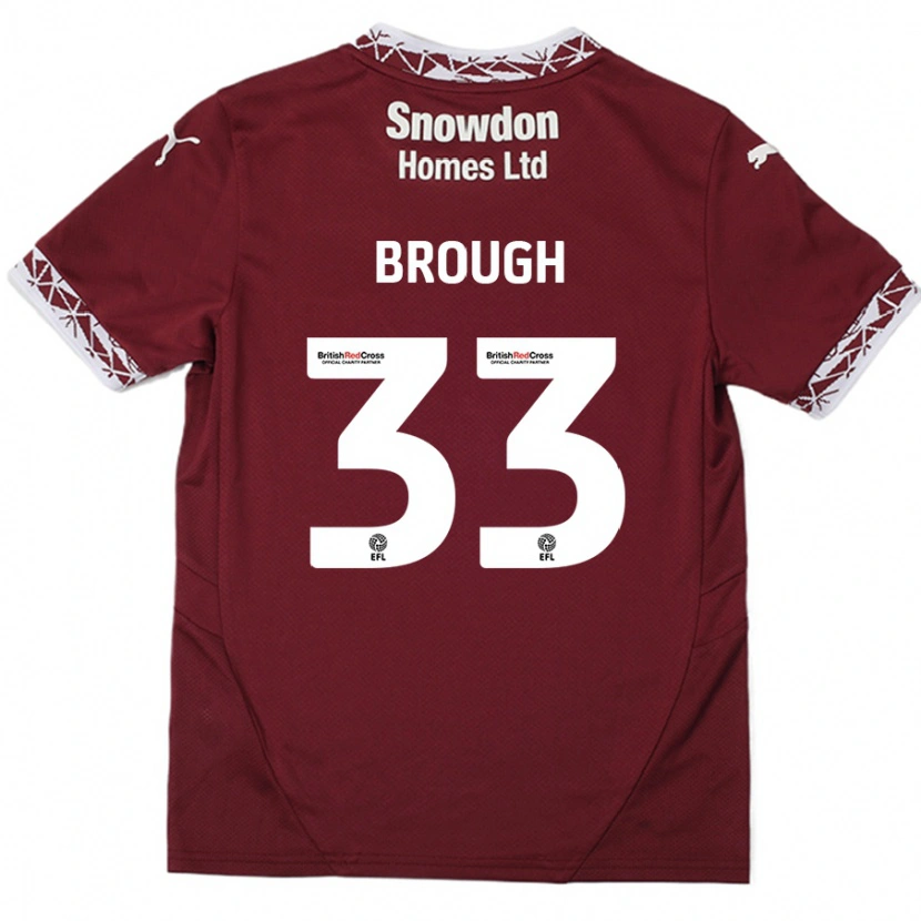Danxen Bambino Maglia Patrick Brough #33 Borgogna Kit Gara Home 2024/25 Maglietta