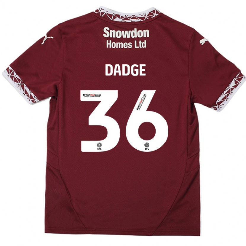 Danxen Bambino Maglia James Dadge #36 Borgogna Kit Gara Home 2024/25 Maglietta