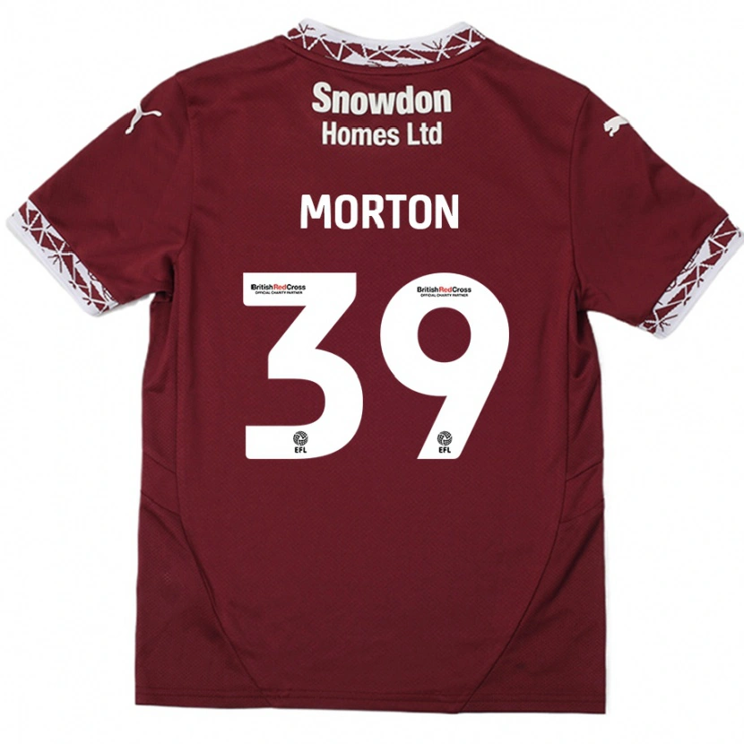 Danxen Bambino Maglia Callum Morton #39 Borgogna Kit Gara Home 2024/25 Maglietta