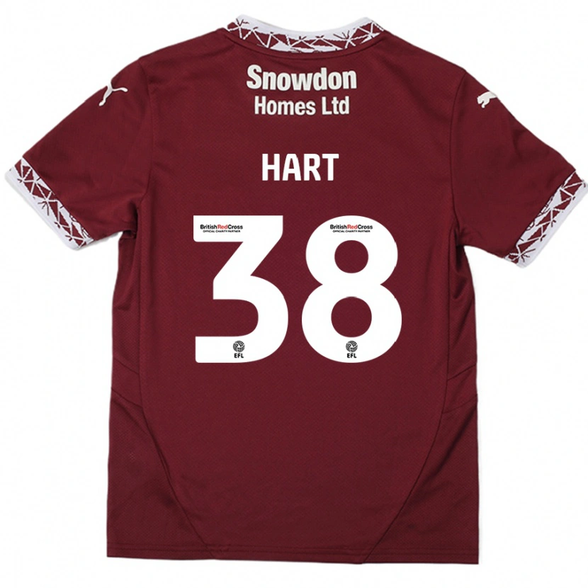 Danxen Bambino Maglia Jamari Hart #38 Borgogna Kit Gara Home 2024/25 Maglietta