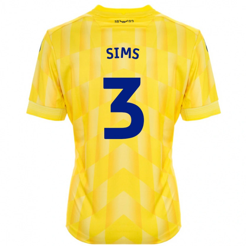 Danxen Bambino Maglia Gemma Sims #3 Giallo Kit Gara Home 2024/25 Maglietta