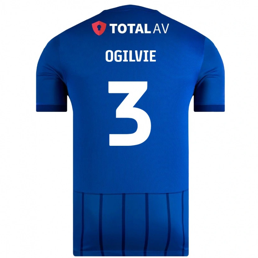 Danxen Bambino Maglia Connor Ogilvie #3 Blu Kit Gara Home 2024/25 Maglietta