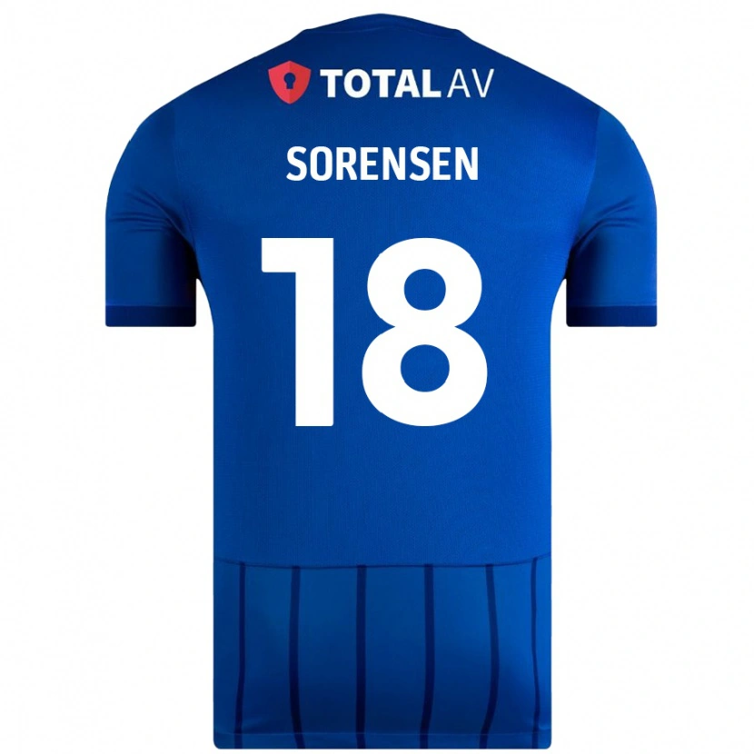 Danxen Bambino Maglia Elias Sørensen #18 Blu Kit Gara Home 2024/25 Maglietta