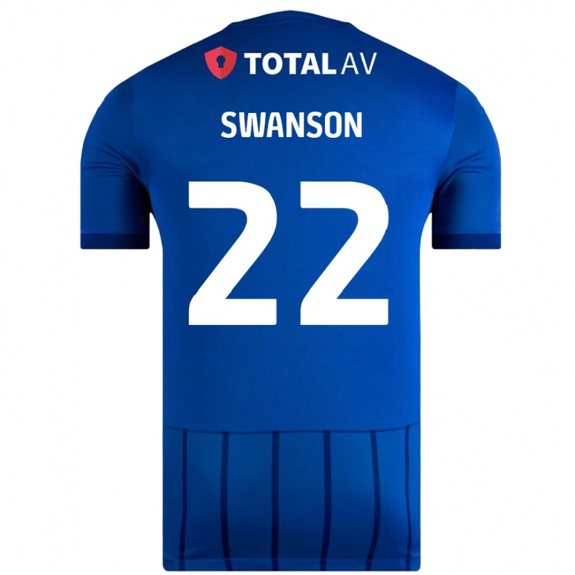 Danxen Bambino Maglia Zak Swanson #22 Blu Kit Gara Home 2024/25 Maglietta