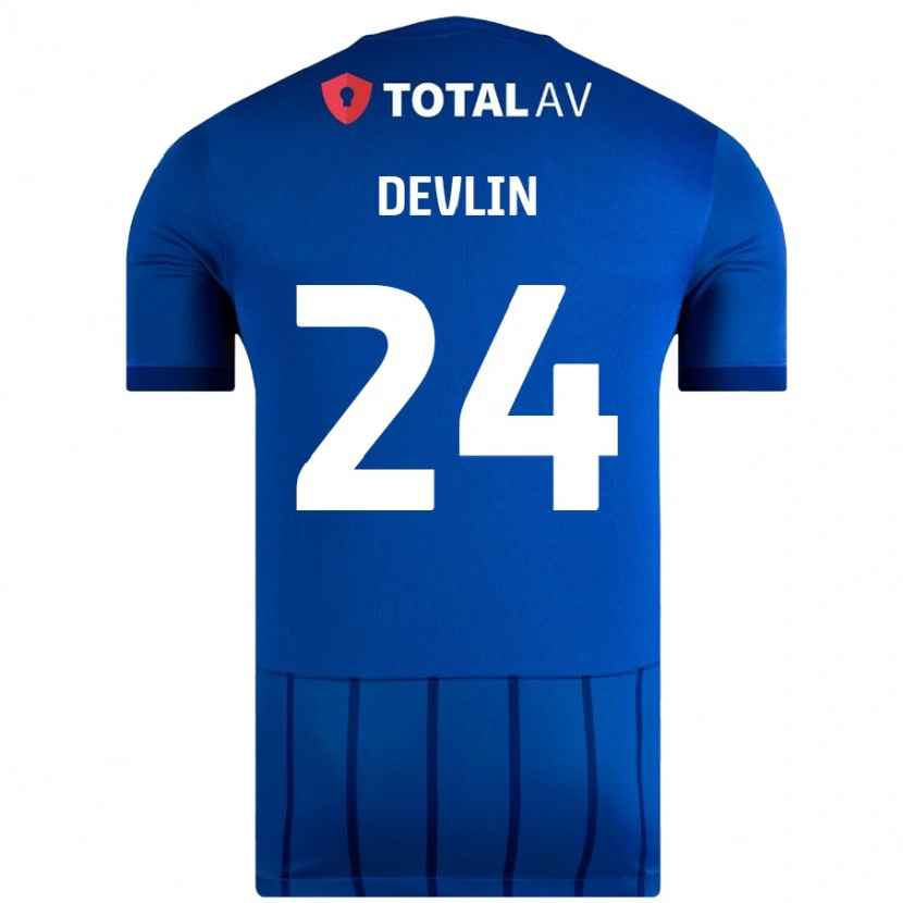 Danxen Bambino Maglia Terry Devlin #24 Blu Kit Gara Home 2024/25 Maglietta