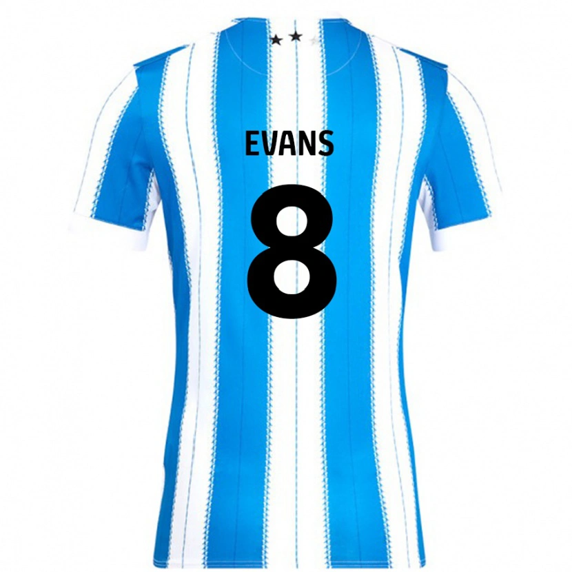 Danxen Bambino Maglia Charley Evans #8 Blu Bianco Kit Gara Home 2024/25 Maglietta